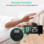 Digital Projection Alarm Clock Large 8” LED Curved Screen Display with USB Charger and Loud Dual Alarms for Bedroom, Plug-in 180° Projector 12/24 H Wall Ceiling Clock for Heavy Sleeper Kid Elderly