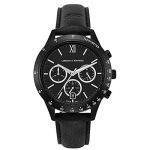Larsson & Jennings Rally watch with black dial, 24-hour subdial, date window, and black leather strap