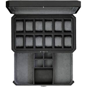 12 Slot Leather Watch Box with Valet Drawer