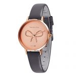 Rose Gold Case and Grey Genuine Leather Wristwatch