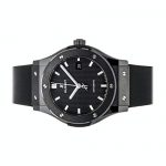 Hublot Classic Fusion Automatic: Pre-Owned Luxury in Black Carbon Fiber Dial and Rubber Strap