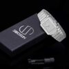 Silver Square Dial Diamond Wrist Watch