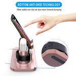 180° Rotation 3-in-1 Phone Charger Stand Holder – Rose Gold Dock for iPhone, Apple Watch & AirPods