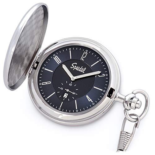 Navy Blue Dial Silver-Tone Engravable Pocket Watch