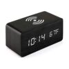 Oct17 Wooden Alarm Clock with Qi Wireless Charging Pad