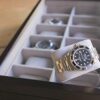 Espresso Wooden Watch Box Organizer with Glass Display Top