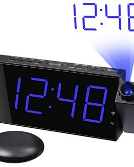 Loud Alarm Clock with Bed Shaker, Projection Alarm Clock for Bedroom