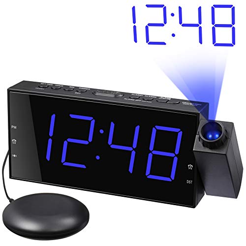 Loud Alarm Clock with Bed Shaker and Projection - The Ultimate Wake-Up Solution
