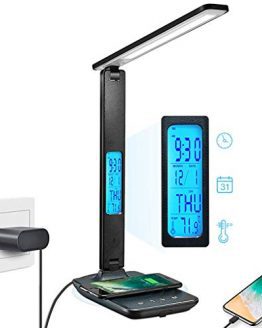Desk Lamp, LED Desk Lamp with Wireless Charger, USB Charging Port