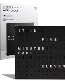 Sharper Image Light Up Electronic Word Clock, Black Finish