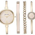 Gold-Tone Bangle Watch and Swarovski Crystal Accented Bracelet Set