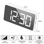 Digital Alarm Clock Large Mirrored LED Display Snooze Function Workday Alarm Dimming Mode Beside Clock for Bedroom Decor
