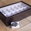 Espresso Wooden Watch Box Organizer with Glass Display Top