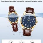 Men Watch Brown Leather Casual Classic Large Blue Face