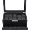 Watch Box Display Case Black Ebony Wood