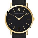 LJXII Lugano Watch with 40mm Black dial and Black Leather Strap
