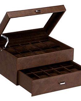 20 Slots Faux Leather Watch Display Case