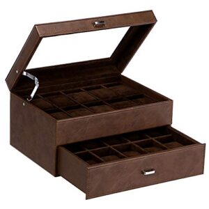 20 Slots Faux Leather Watch Display Case