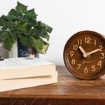 Driini Wooden Desk, Table Analog Clock Made of Genuine Pine