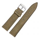 Leather Watch Strap with Silver Stainless Steel Buckle 20mm