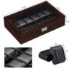 Watch Box Organizer Display Case Leather Interior