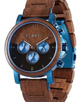 LAiMER Wooden Watch with Luminous Hands, 24h Display