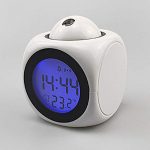 Projection Clock - Voice Timekeeping, Multi-Function Alarm, and Temperature Projection (White)