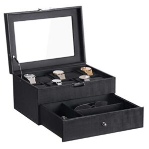 BEWISHOME Watch Box Organizer with Valet Drawer
