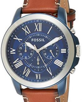 Grant Quartz Leather Chronograph Watch Fossil Men's