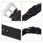20mm Black-Silver Leather Watch Band