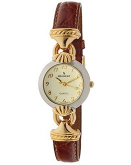 Watch with Arabic Numerals and Gold Hinge Peugeot Women