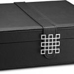Glenor Co Watch Box – 15 Slot Classic Black Watch Case Organizer with Modern Buckle