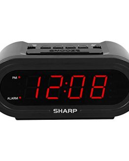 Sharp AccuSet Digital Alarm Clock - Automatic Smart Clock with Red LEDs, Great for Seniors, Kids, and Busy Individuals!