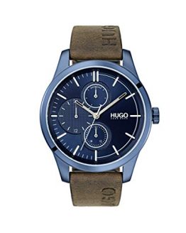 Brown  HUGO by Hugo Boss Quartz Watch with Leather Strap