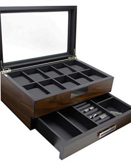 Executive Wooden Watch Box Storage Organizer