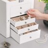 6-Tier Large Jewelry Box with Drawers, Mirror, and Lock - A Jewel Lover's Dream Organizer in Elegant White