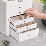 6-Tier Large Jewelry Box with Drawers, Mirror, and Lock - A Jewel Lover's Dream Organizer in Elegant White