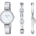 Swarovski Anne Klein Silver-Tone Bangle Watch and Bracelet Set