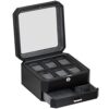 6 Slot Leather Watch Box with Valet Drawer - Luxury Watch Case