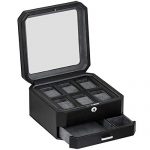 6 Slot Leather Watch Box with Valet Drawer - Luxury Watch Case