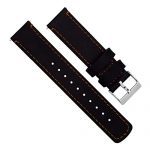 16mm Black Orange Leather Watch Band Strap