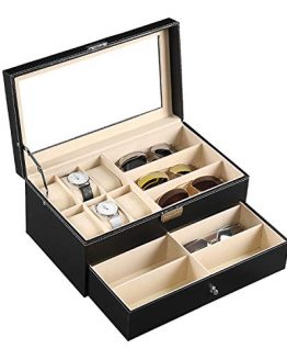 Leather Watch Box Jewelry Case Lockable