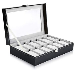 Ohuhu Watch Box, 12 Slot Watch Case PU Leather