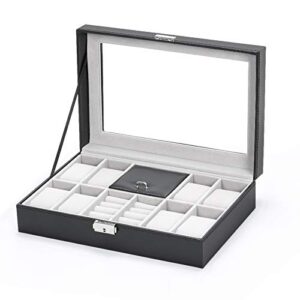 NEX Watch Cases for Men, 8 Slots Lockable Watch Box Organizer