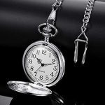 Pocket Watch Engraved with Chain for Mens