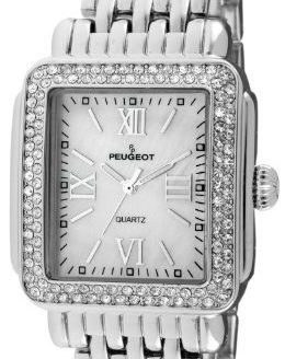 Peugeot Rectangle Dress Watch with Crystal Decorated Bezel