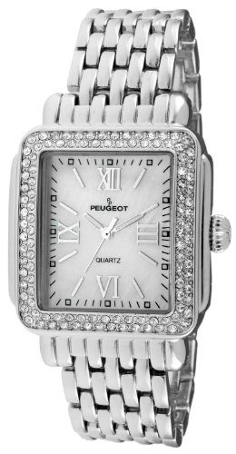 Peugeot Rectangle Dress Watch with Crystal Decorated Bezel