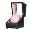 Single Watch Winder Flexible Plush Pillow, in Wood Shell and Black Leather