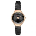 Rose Gold Black Mesh Strap Ladies Dress Wristwatch