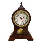 Beesealy Retro Mantel Clock with Pendulum, Silent Operation, and Wooden Design for Elegant Home Decor.  